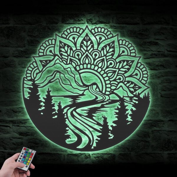 Custom-Mandala-Mountain-Yoga-Nature-Metal-Wall-Art-with-LED-Light