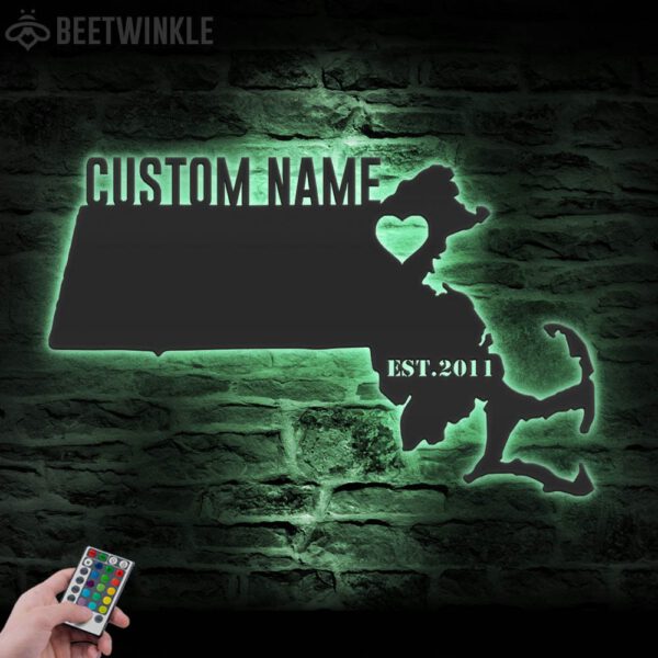 Custom-Massachusetts-Map-Metal-Wall-Art-LED-Light-6