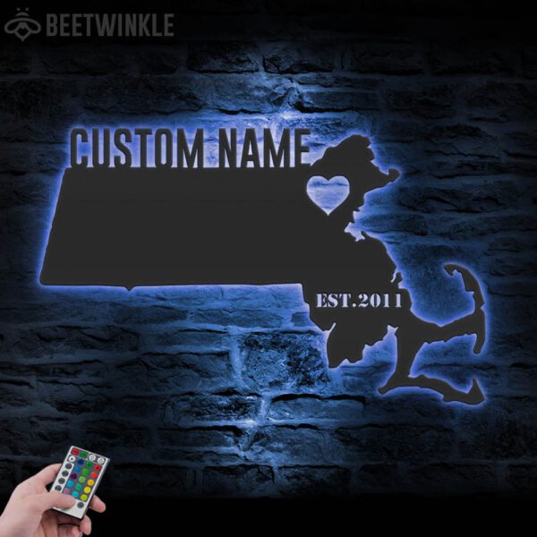 Custom-Massachusetts-Map-Metal-Wall-Art-LED-Light-8