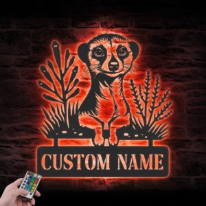 Custom-Meerkat-Metal-Wall-Art-LED-Light-3