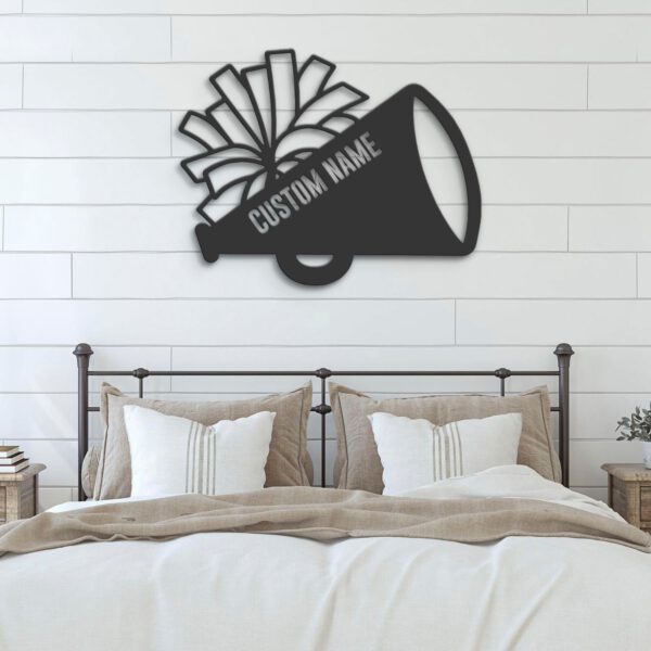 Custom-Megaphone-With-Pom-Pom-Cheerleading-Metal-Wall-Art-LED-Light-5