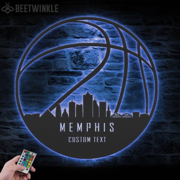 Custom-Memphis-Skyline-Basketball-Metal-Wall-Art-LED-Light-8