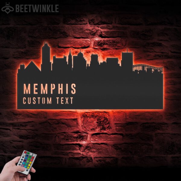 Custom-Memphis-Skyline-Metal-Wall-Art-LED-Light