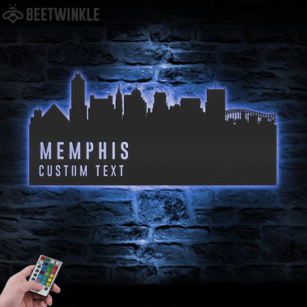 Custom-Memphis-Skyline-Metal-Wall-Art-LED-Light-7