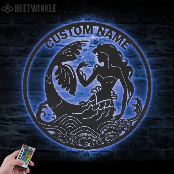 Custom-Mermaid-Metal-Wall-Art-LED-Light-1