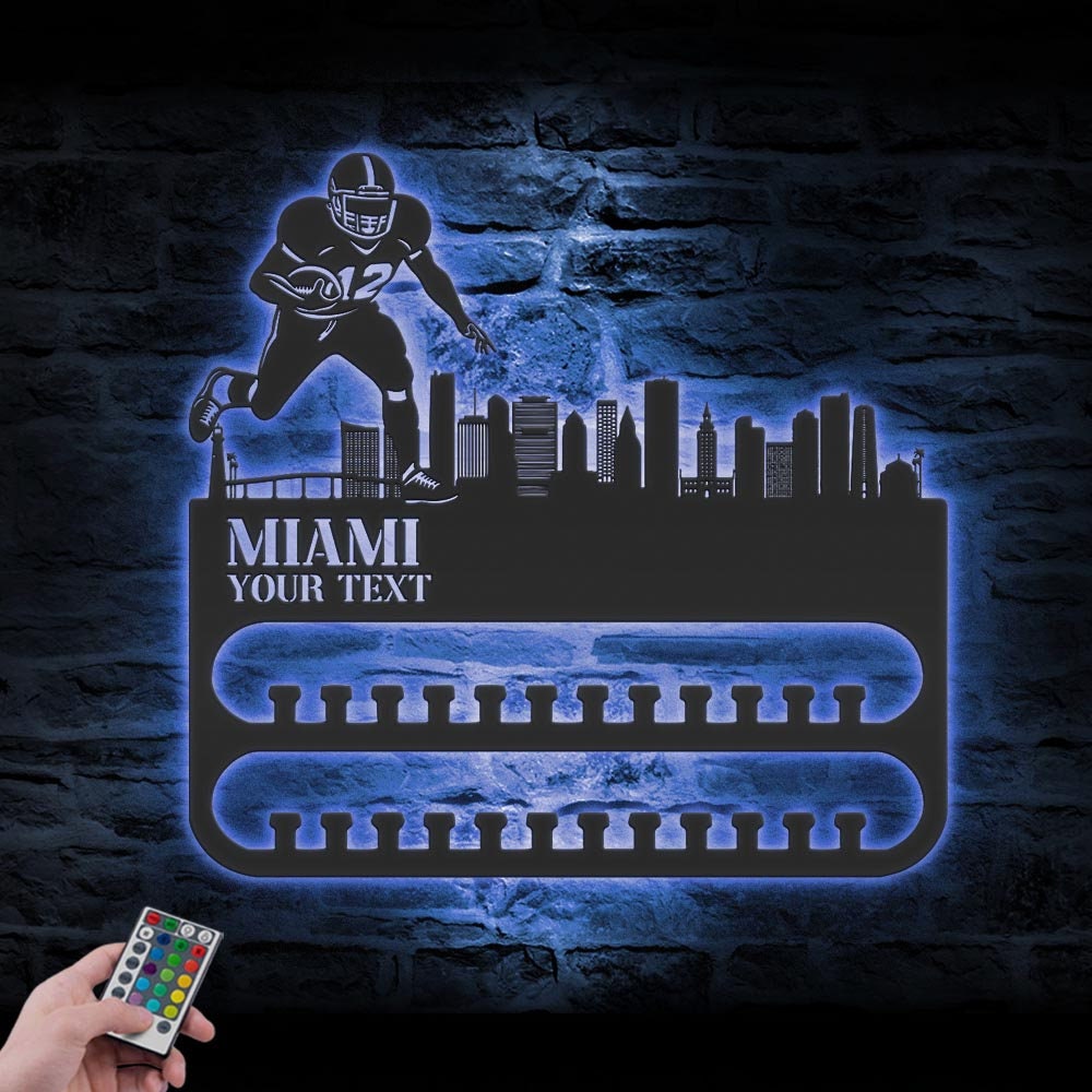 Custom-Miami-Skyline-American-Football-Medal-Hanger-With-Led-Light_1