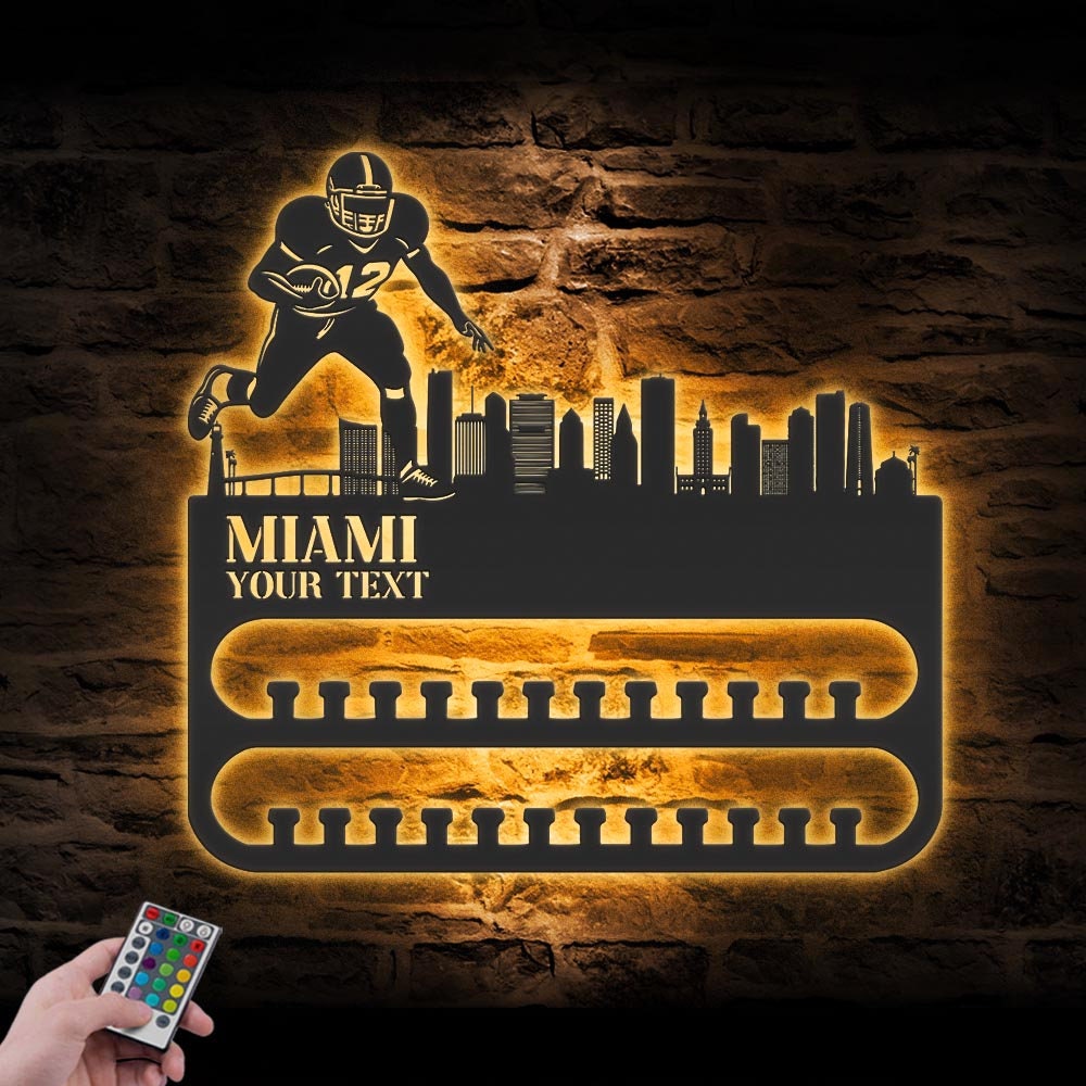 Custom-Miami-Skyline-American-Football-Medal-Hanger-With-Led-Light_5