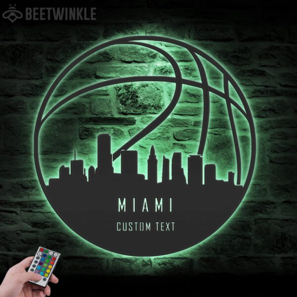 Custom-Miami-Skyline-Basketball-Metal-Wall-Art-LED-Light-4