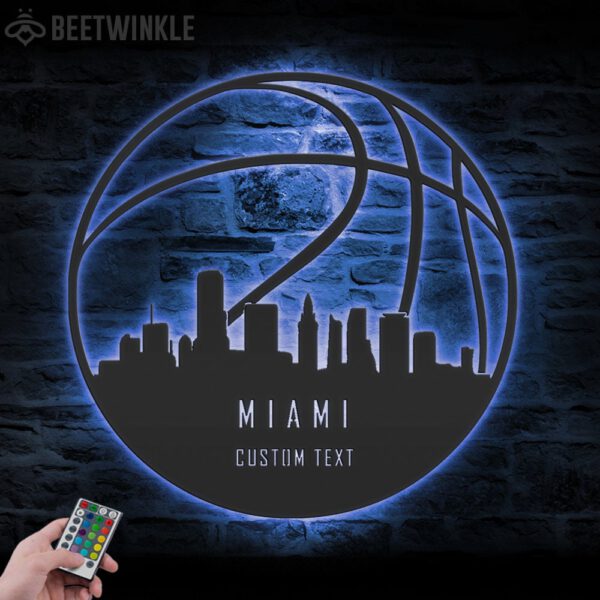 Custom-Miami-Skyline-Basketball-Metal-Wall-Art-LED-Light-6