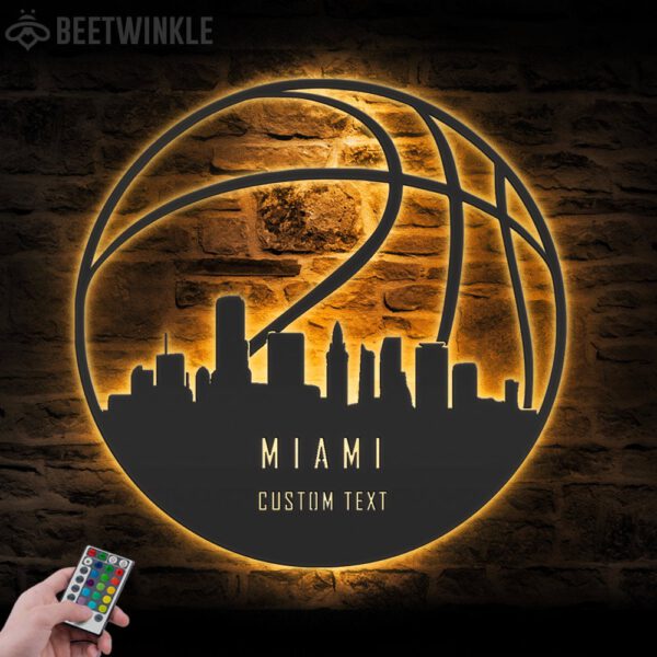 Custom-Miami-Skyline-Basketball-Metal-Wall-Art-LED-Light