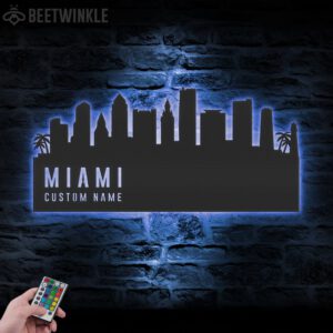 Custom-Miami-Skyline-Metal-Wall-Art-LED-Light-3