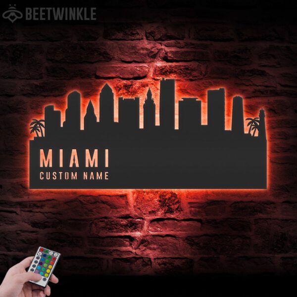 Custom-Miami-Skyline-Metal-Wall-Art-LED-Light-5