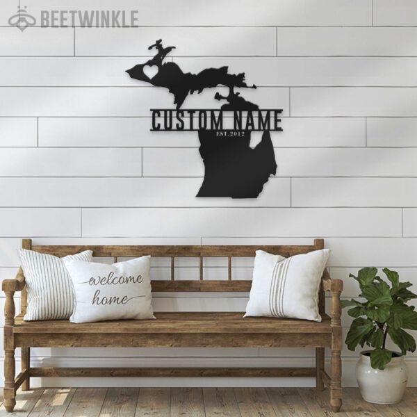 Custom-Michigan-Map-Metal-Wall-Art-LED-Light-3