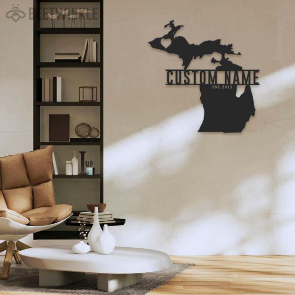 Custom-Michigan-Map-Metal-Wall-Art-LED-Light