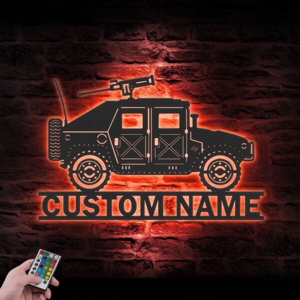 Custom-Military-Truck-Metal-Wall-Art-LED-Light-7