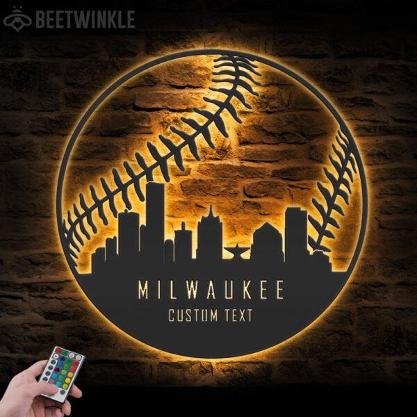 Custom-Milwaukee-Skyline-Baseball-Metal-Wall-Art-LED-Light-2