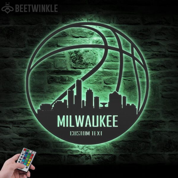 Custom-Milwaukee-Skyline-Basketball-Metal-Wall-Art-LED-Light-2