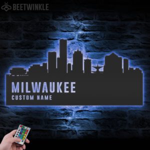 Custom-Milwaukee-Skyline-Metal-Wall-Art-LED-Light-3