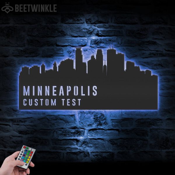 Custom-Minneapolis-Skyline-Metal-Wall-Art-LED-Light-5