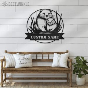 Custom-Mom-And-Child-Beaver-Metal-Wall-Art-LED-Light-2