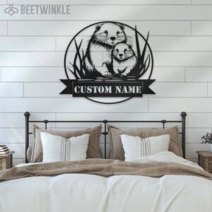 Custom-Mom-And-Child-Beaver-Metal-Wall-Art-LED-Light-3