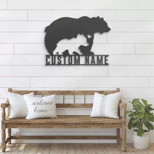 Custom-Mom-Baby-Father-Bear-Metal-Wall-Art-LED-Light-4