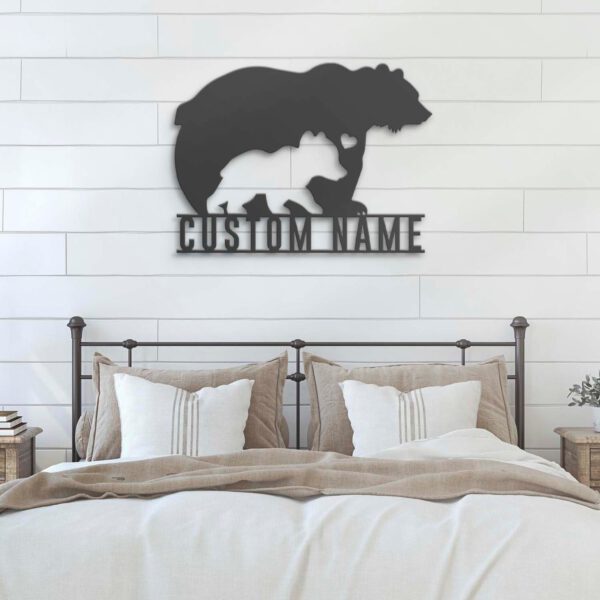 Custom-Mom-Baby-Father-Bear-Metal-Wall-Art-LED-Light-5