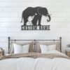 Custom-Mom-Baby-Father-Elephant-Metal-Wall-Art-LED-Light