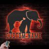 Custom-Mom-Baby-Father-Elephant-Metal-Wall-Art-LED-Light-5