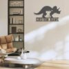 Custom-Mom-Baby-Father-Triceratops-Dinosaur-Metal-Wall-Art-LED-Light-5