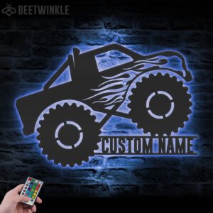 Custom-Monster-Truck-Driver-Metal-Wall-Art-LED-Light-2-2