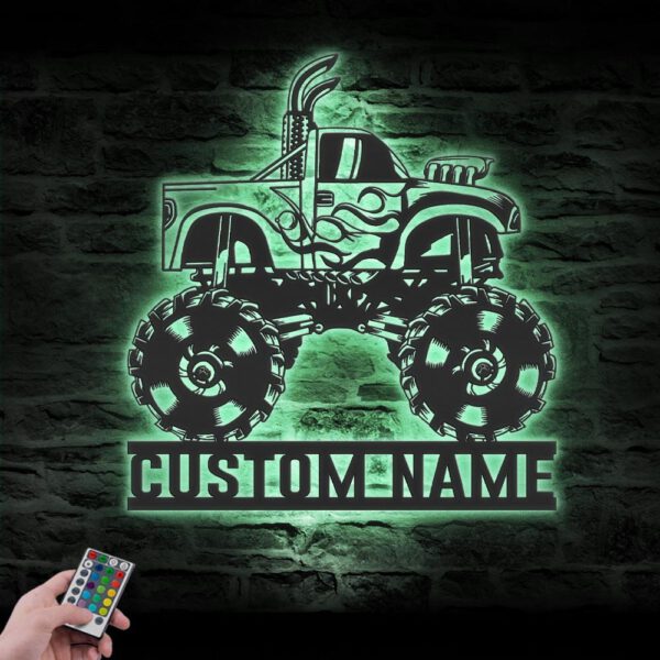 Custom-Monster-Truck-Driver-Metal-Wall-Art-LED-Light-3