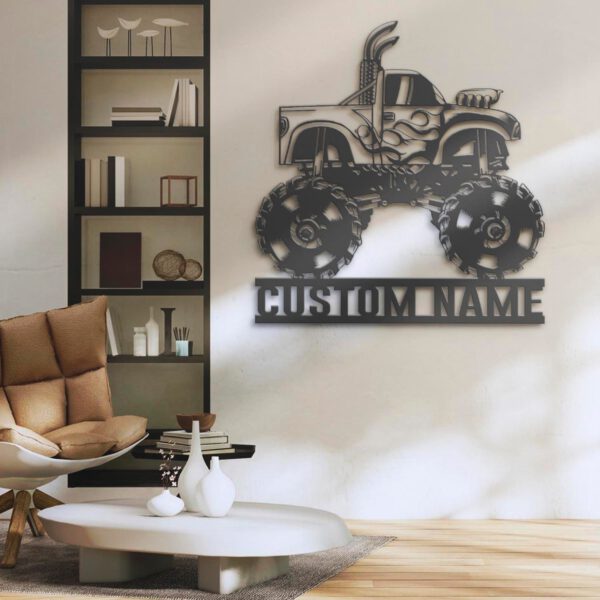 Custom-Monster-Truck-Driver-Metal-Wall-Art-LED-Light-5