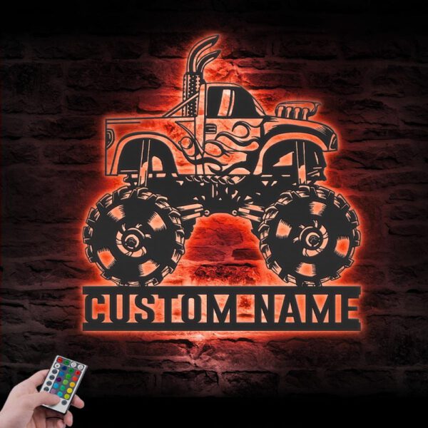 Custom-Monster-Truck-Driver-Metal-Wall-Art-LED-Light-9