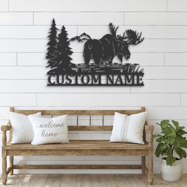 Custom-Moose-Huting-Metal-Wall-Art-LED-Light-3