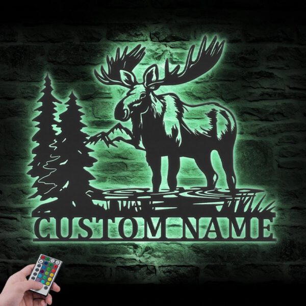 Custom-Moose-Huting-Metal-Wall-Art-LED-Light-4-1