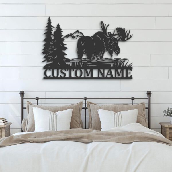 Custom-Moose-Huting-Metal-Wall-Art-LED-Light-5