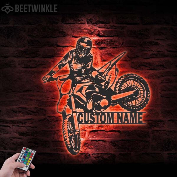 Custom-Motocross-Biker-Metal-Wall-Art-LED-Light-1