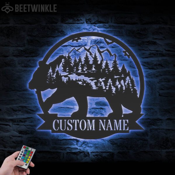 Custom-Mountain-Bear-Metal-Wall-Art-LED-Light-6-1