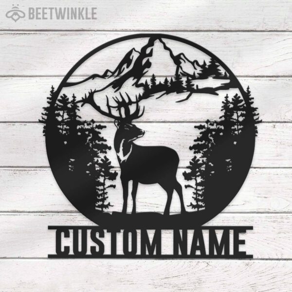 Custom-Mountain-Forest-Deer-Hunting-Metal-Wall-Art-LED-Light-3