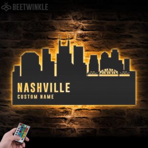 Custom-Nashville-Skyline-Metal-Wall-Art-LED-Light-3