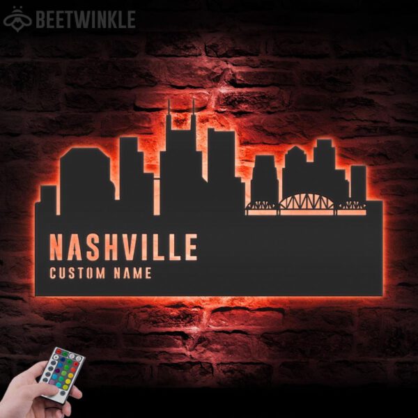 Custom-Nashville-Skyline-Metal-Wall-Art-LED-Light-5