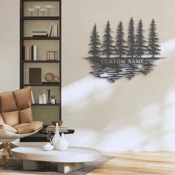 Custom-Nature-Wispy-Pine-Tree-Lake-Metal-Wall-Art-LED-Light-5