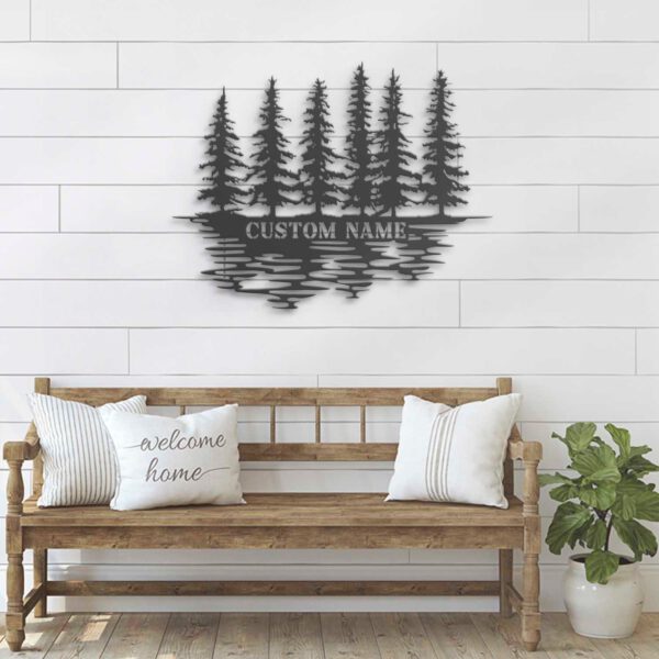 Custom-Nature-Wispy-Pine-Tree-Lake-Metal-Wall-Art-LED-Light-6