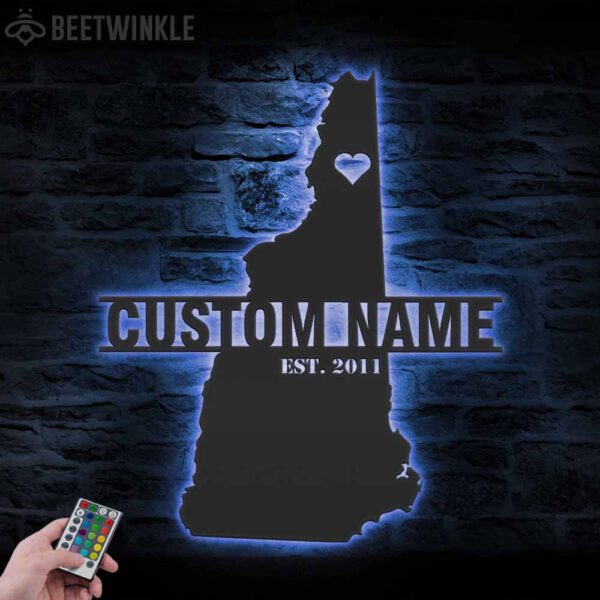 Custom-New-Hampshire-Map-Metal-Wall-Art-LED-Light-5