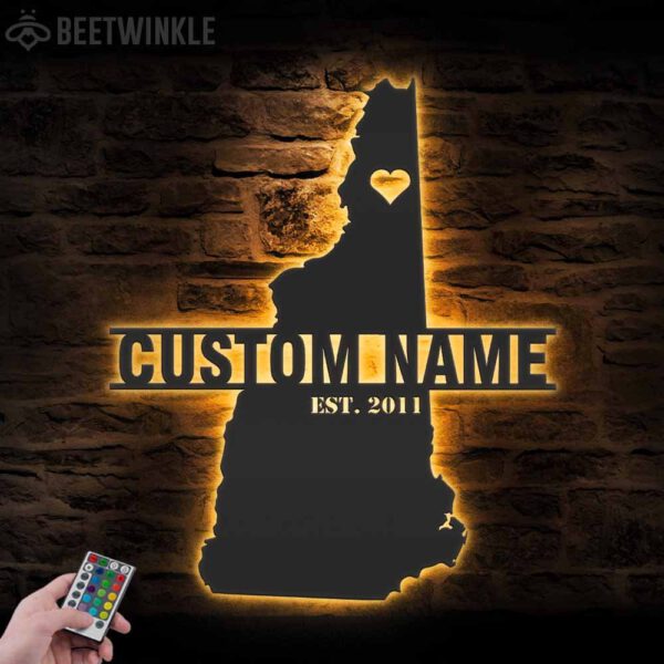 Custom-New-Hampshire-Map-Metal-Wall-Art-LED-Light-8