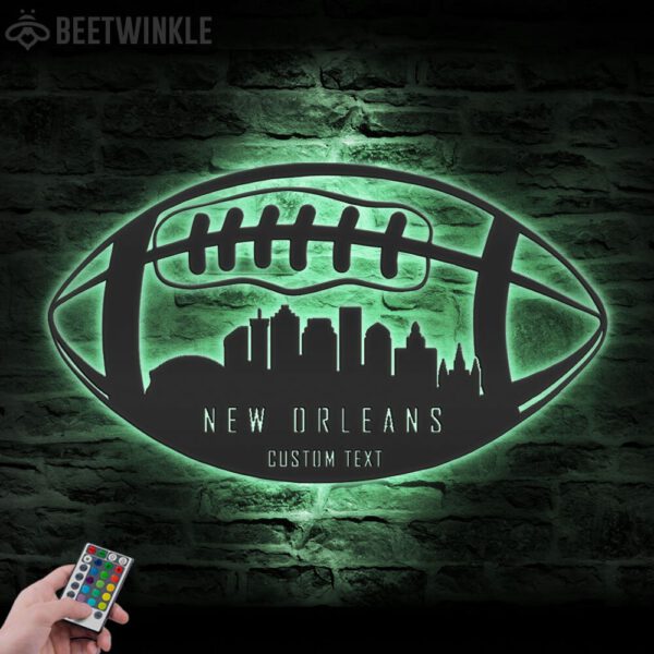 Custom-New-Orleans-Skyline-American-Football-Metal-Wall-Art-LED-Light