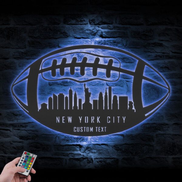 Custom-New-York-Skyline-American-Football-Metal-Wall-Art-LED-Light-5