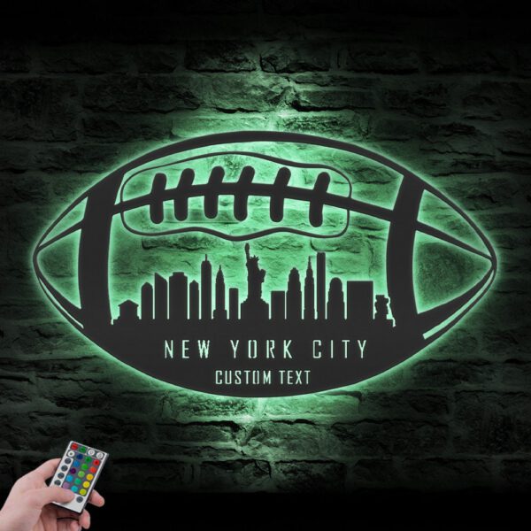 Custom-New-York-Skyline-American-Football-Metal-Wall-Art-LED-Light-6