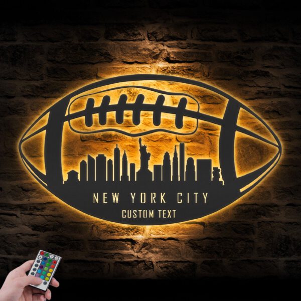 Custom-New-York-Skyline-American-Football-Metal-Wall-Art-LED-Light-7